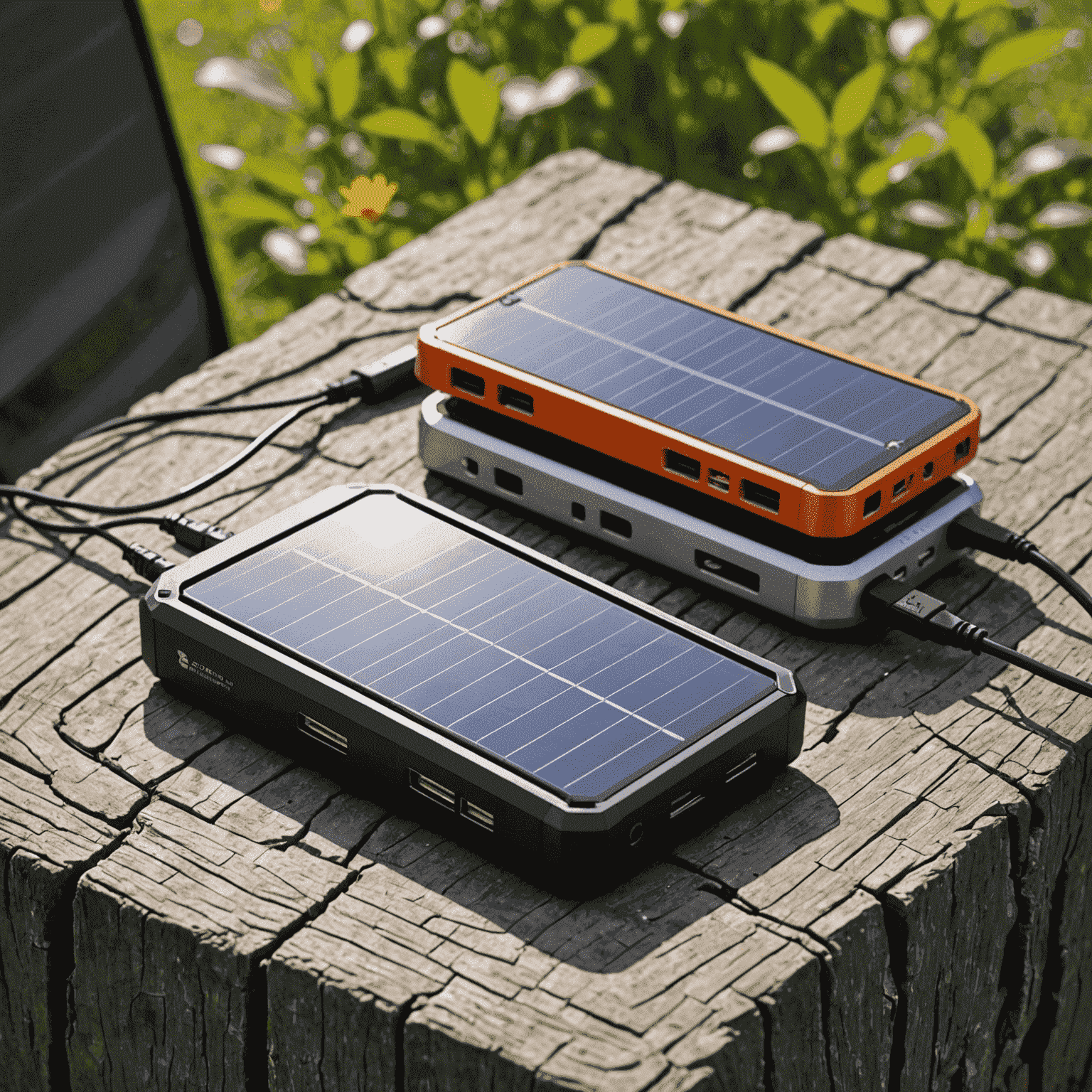 Compact solar-powered charger with USB ports